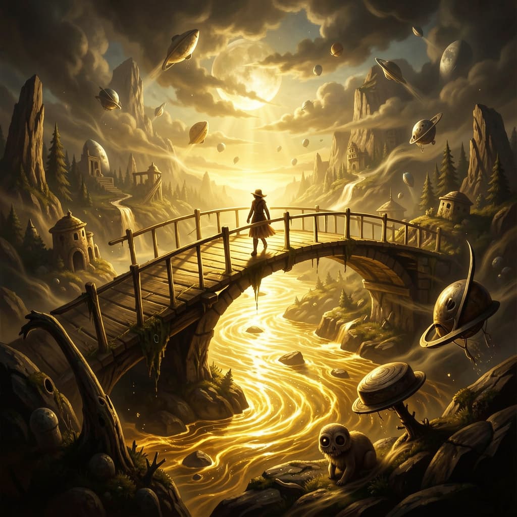 Surreal Prophetic — Dalí-meets-Blake surrealism with dramatic chiaroscuro